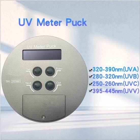 UV-Meter-Puck-Test UVA UVB UVC UVV Beleuchtungsleistungsdetektor.